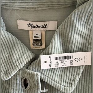 Madewell Corduroy long sleeve shirt in Sage Green size M NWT